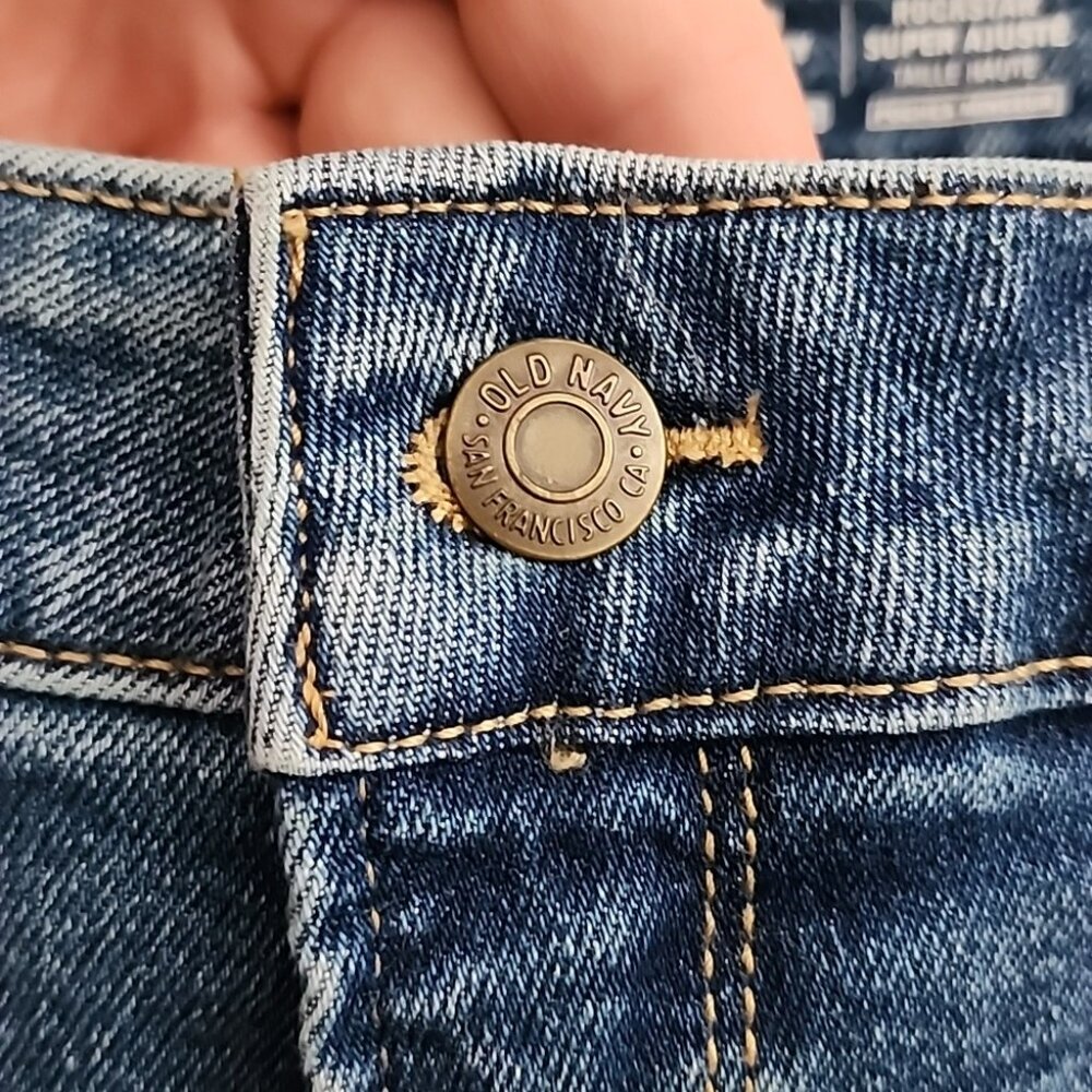 Old Navy Blue Jeans Rockstar Super Skinny High Rise Secure Slim Pockets Sz 12 - Picture 6 of 14